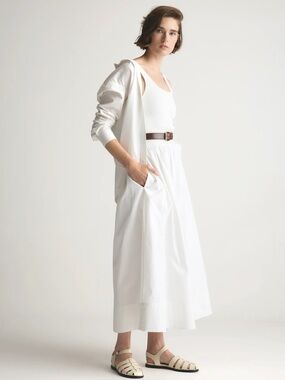 Quince Organic Cotton Poplin Aline White Skirt M